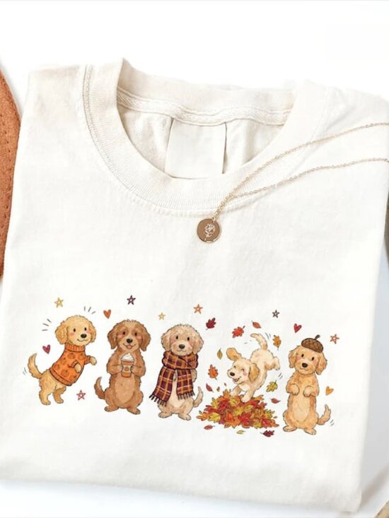 Tops - Fall Dog Shirt, Autumn Dog Tee, Cute Dog Shirt Gift